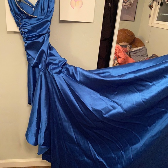 Blue Prom Gown with Embellishments - Picture 4 of 5
